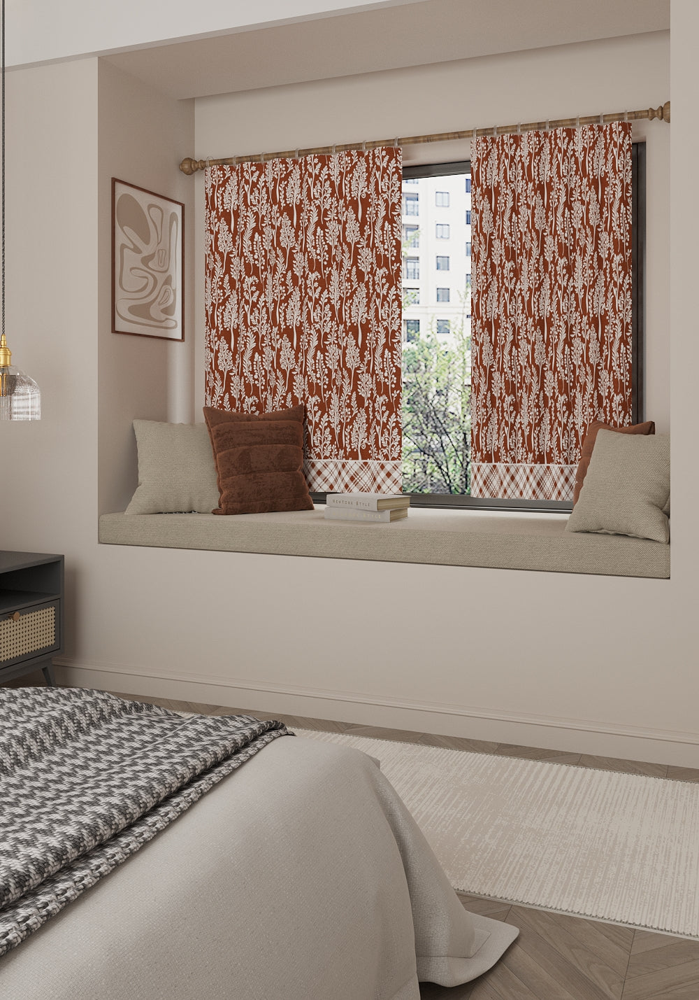 Alder Brown Floral Curtain