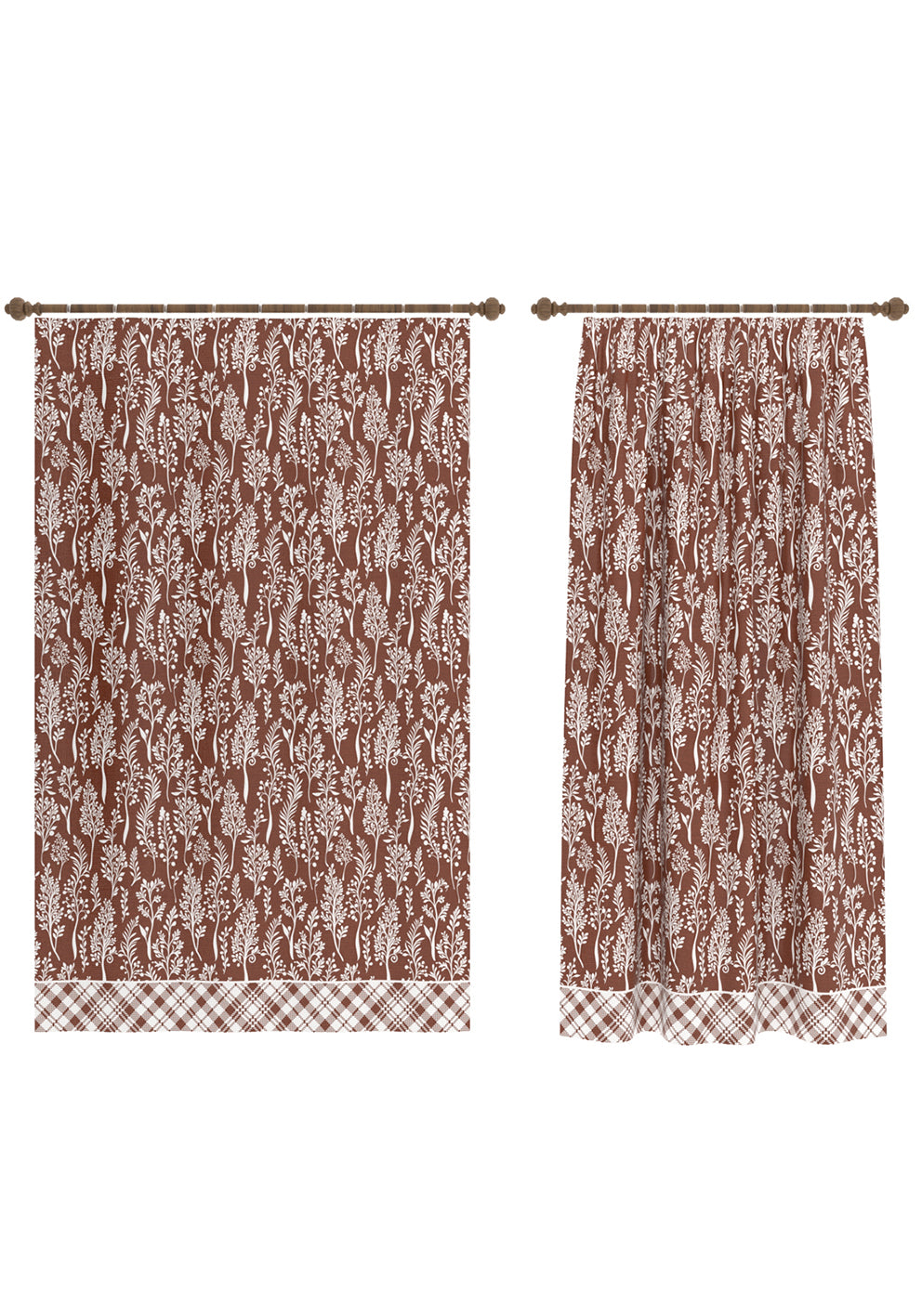 Alder Brown Floral Curtain