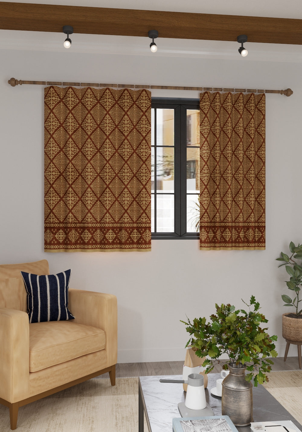 Rhean Geometric Terracotta Curtain