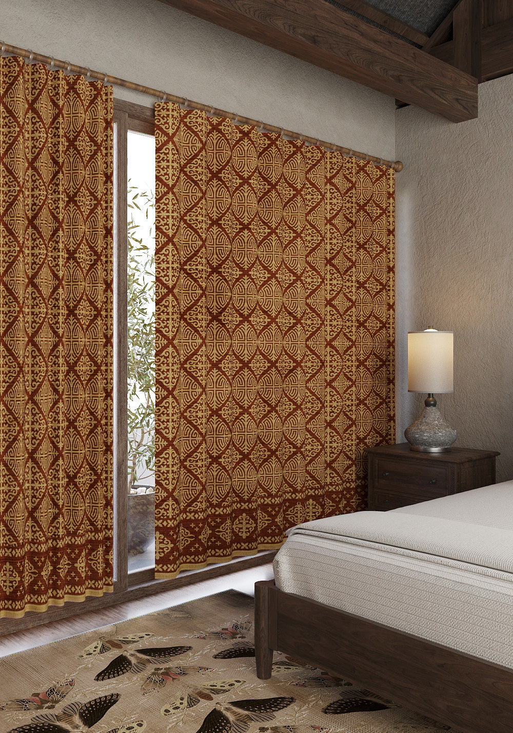 Rhean Geometric Terracotta Curtain