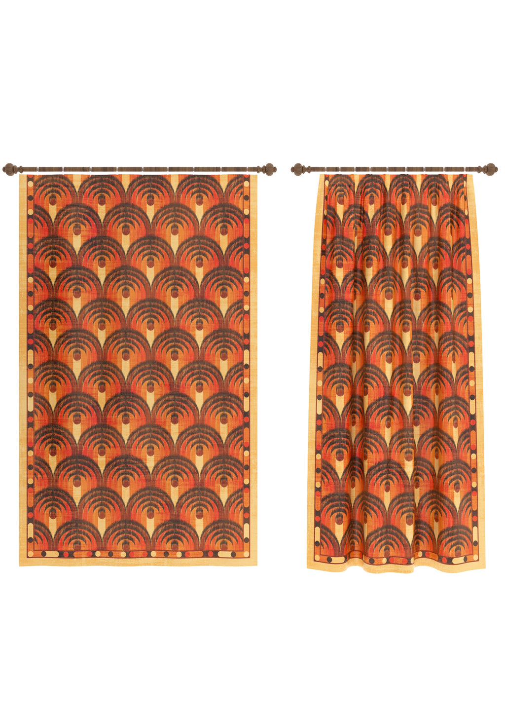 Orlan Orange Mid Century Curtain