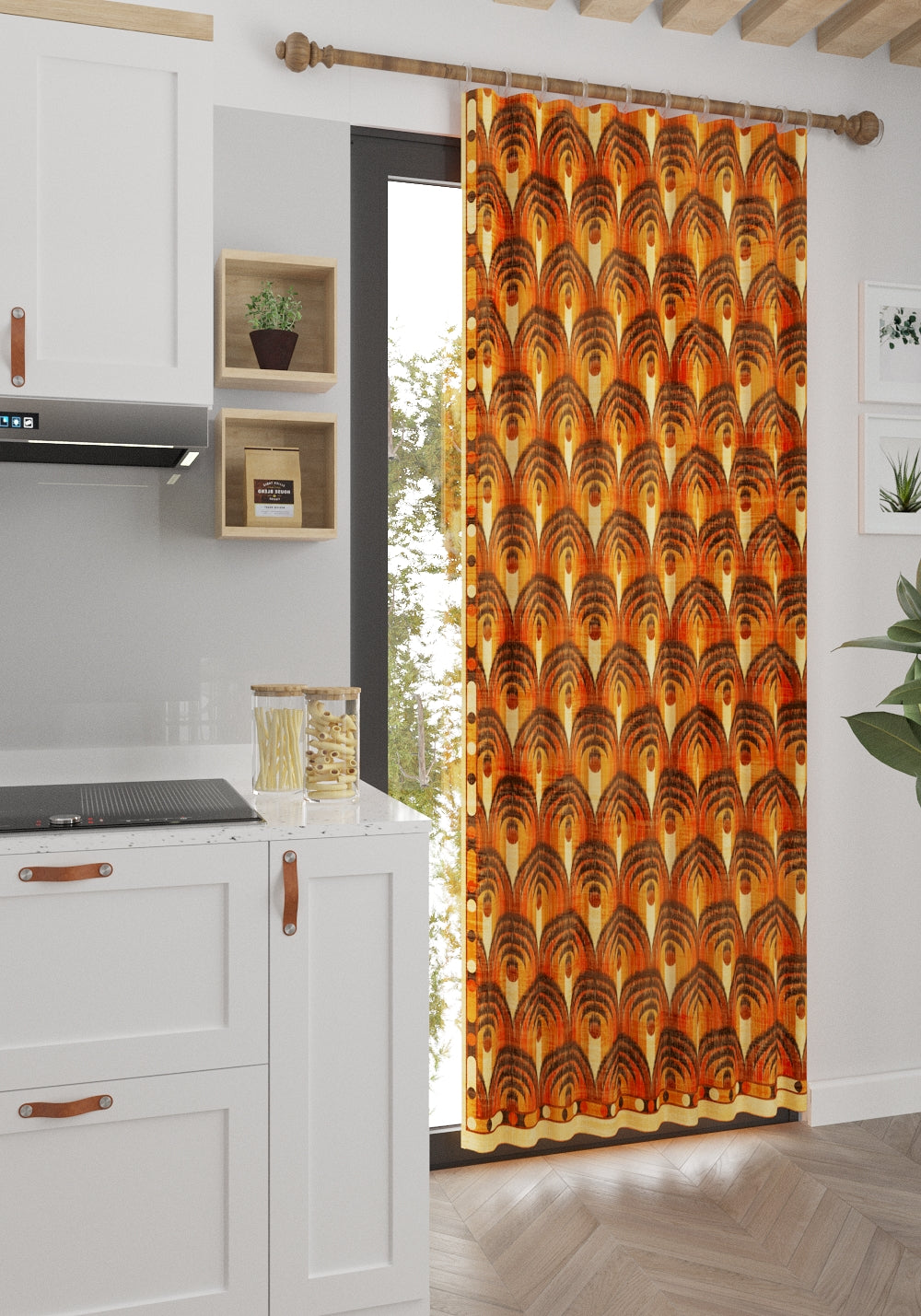 Orlan Orange Mid Century Curtain