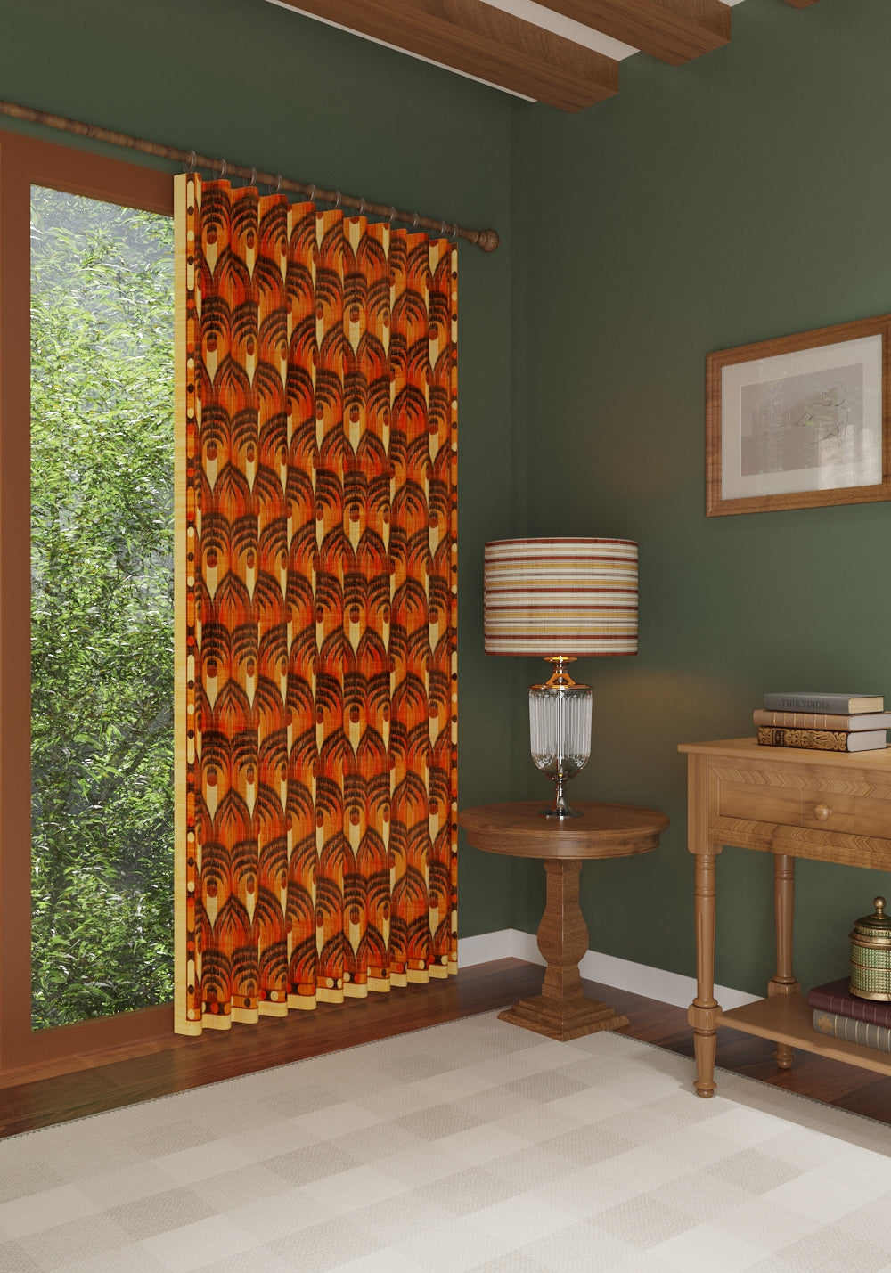 Orlan Orange Mid Century Curtain