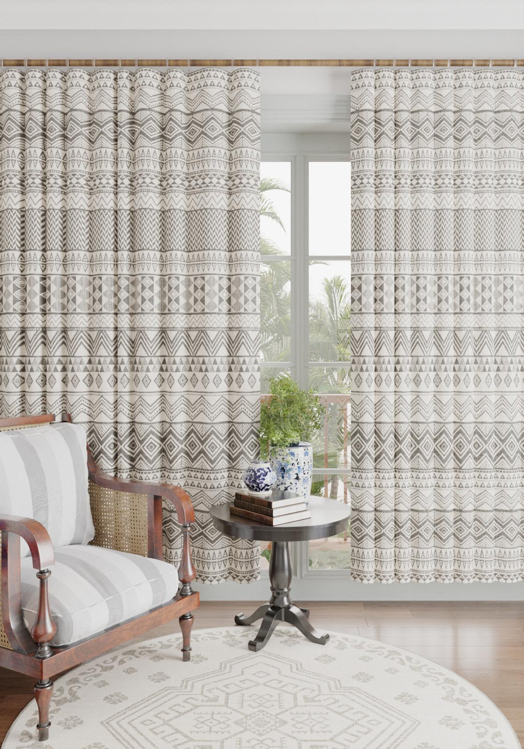 Naya Black and Cream Boho Curtain