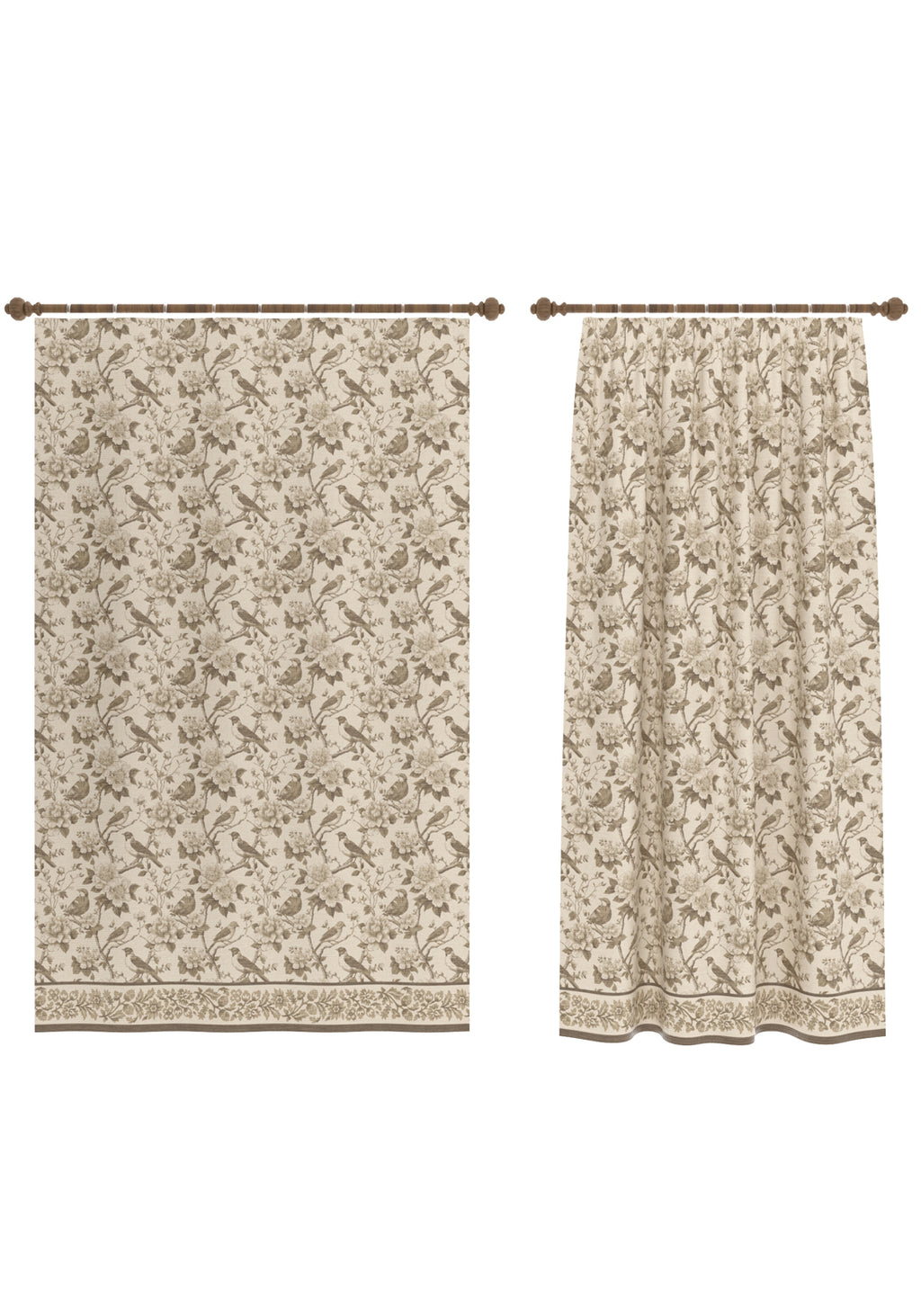 Isolde Taupe Bird Curtain