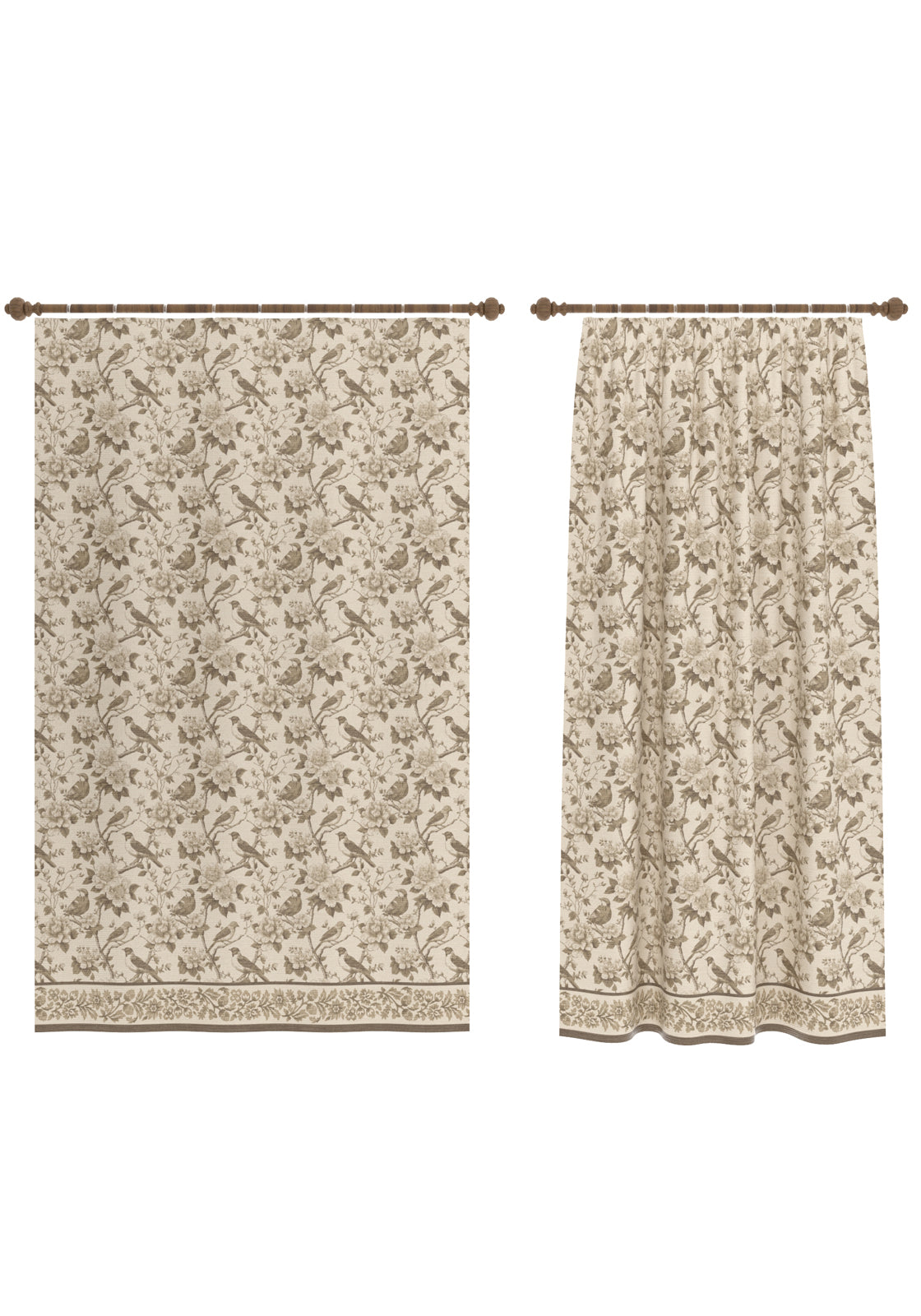 Isolde Taupe Bird Curtain