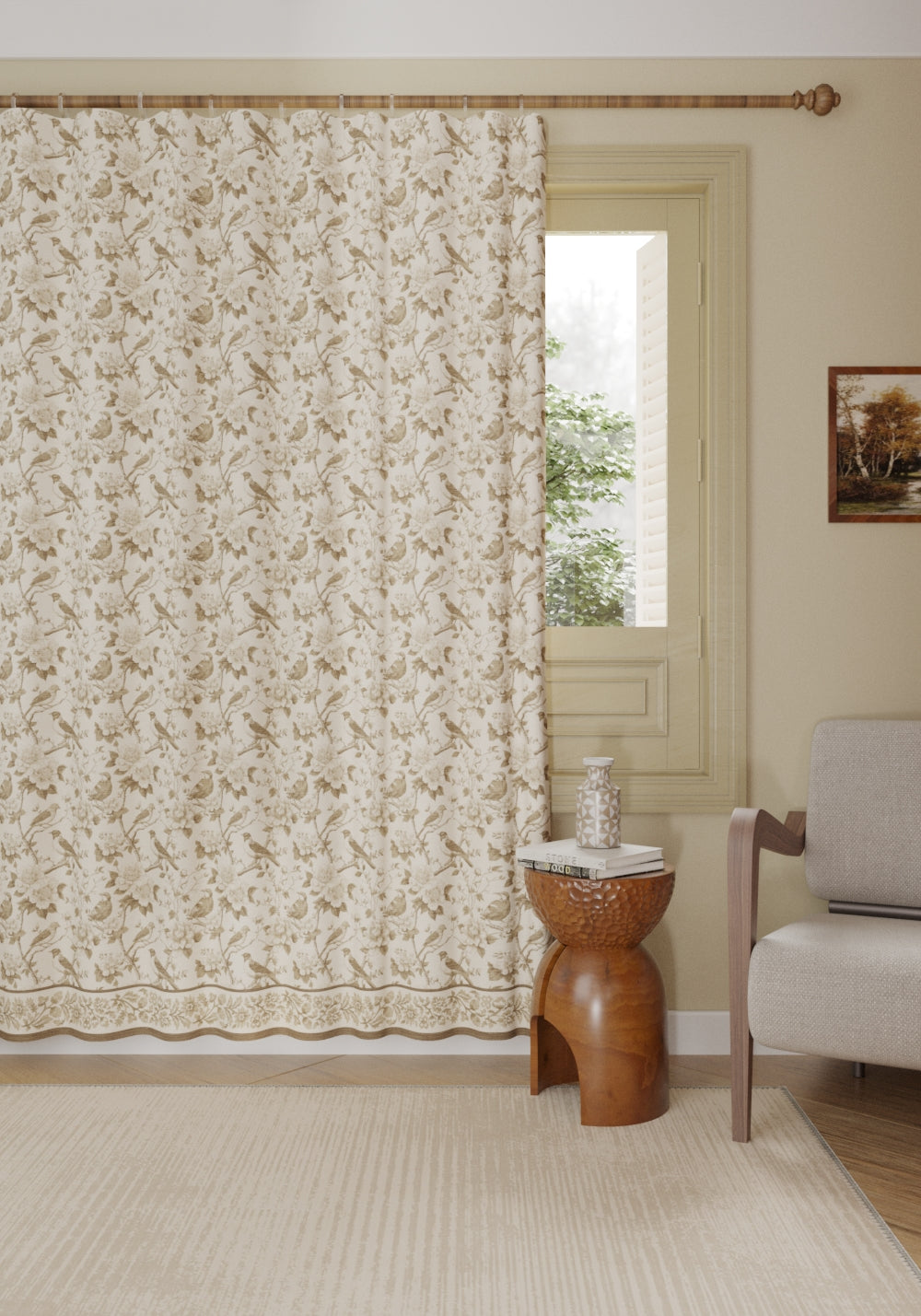 Isolde Taupe Bird Curtain