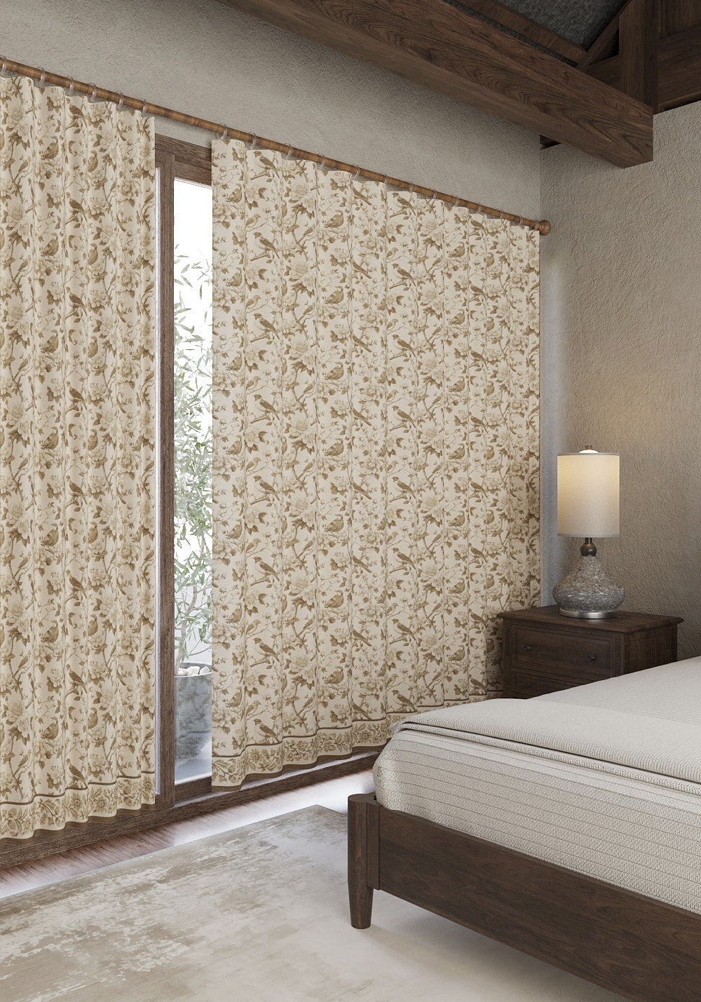 Isolde Taupe Bird Curtain
