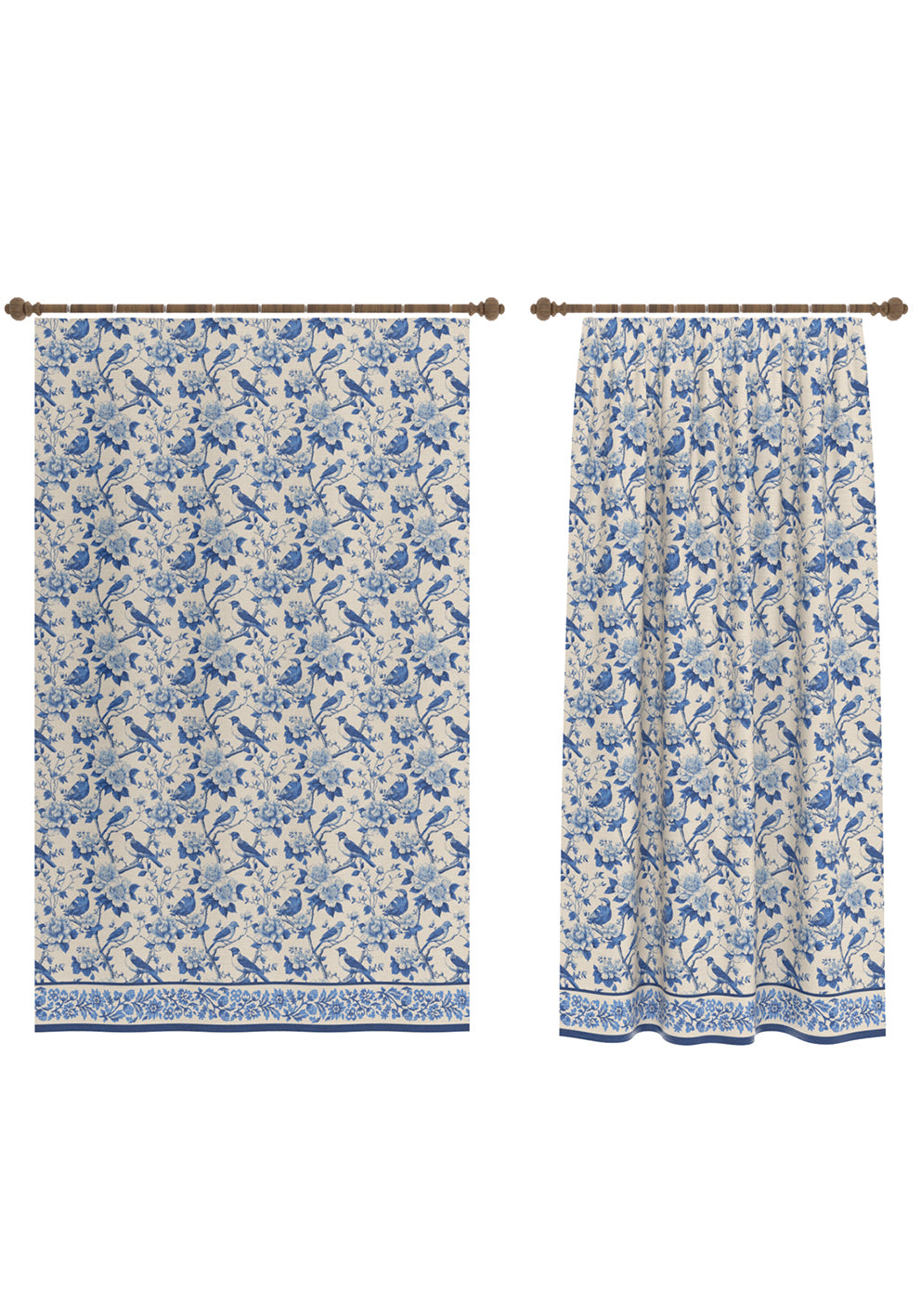 Isolde Blue Toile Curtain