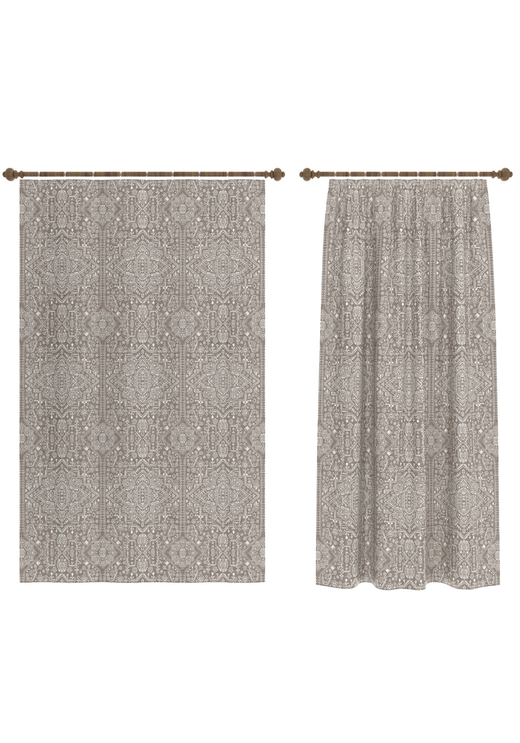 Amira Taupe Damask Curtain
