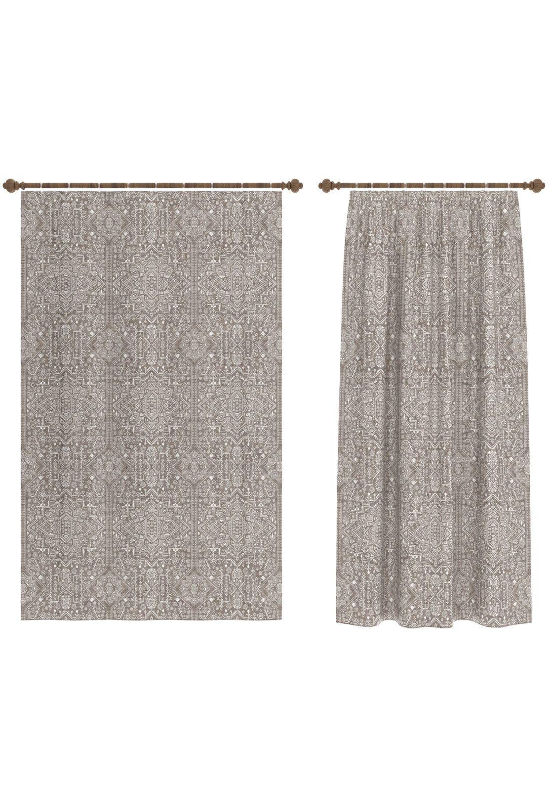 Amira Taupe Damask Curtain