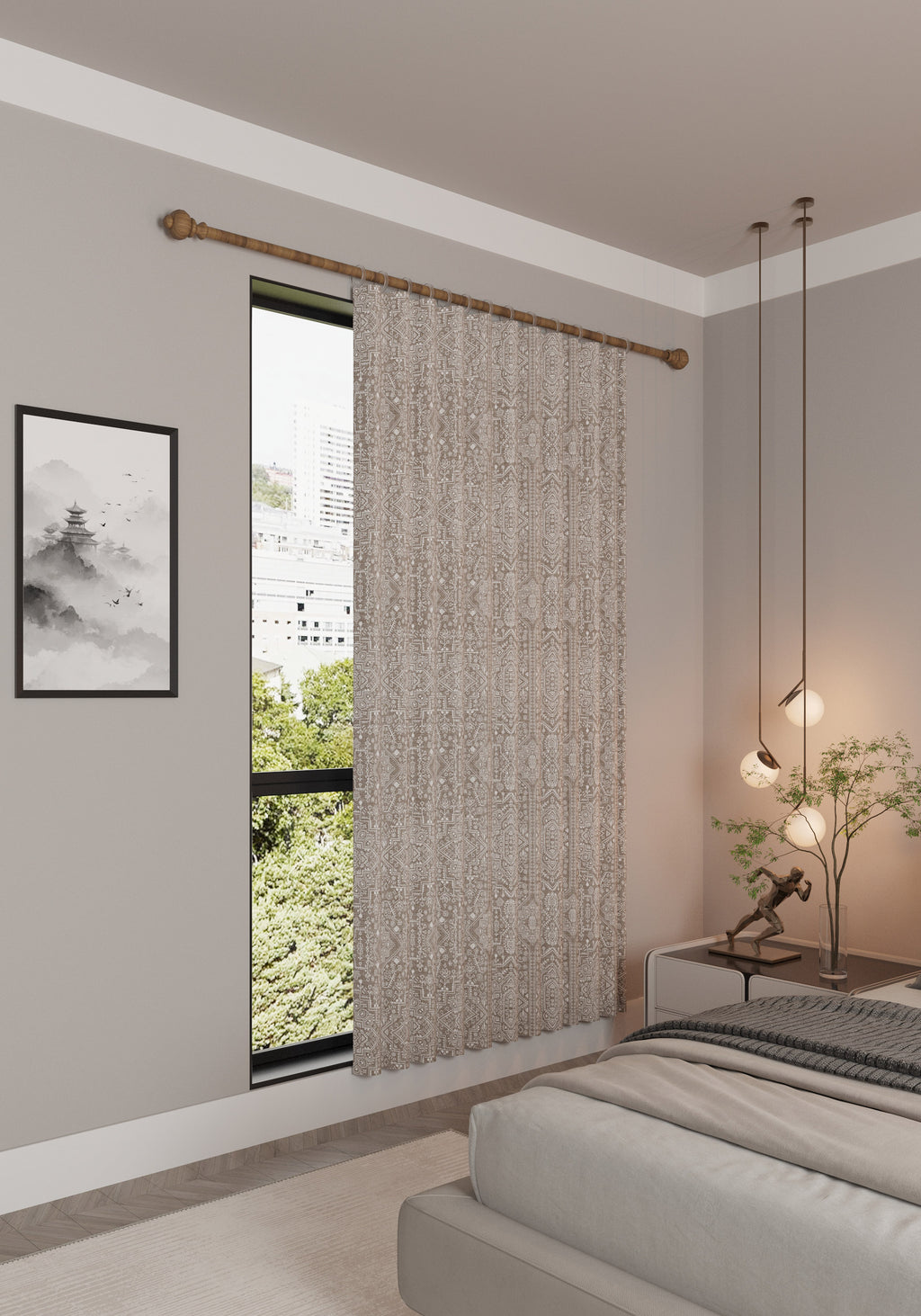 Amira Taupe Damask Curtain