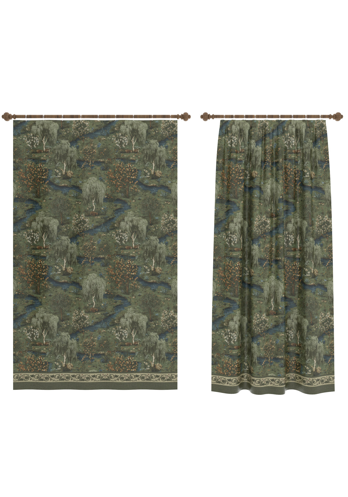 Elowen Forest Green Curtain