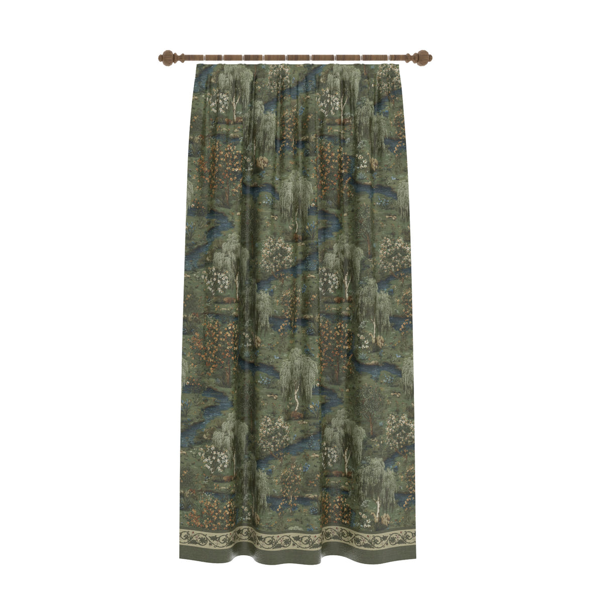 Elowen Forest Green Curtain