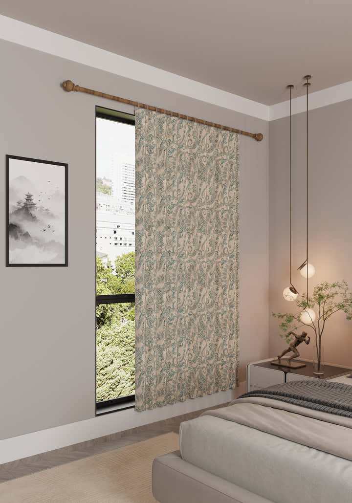 Elena Teal and Cream Curtain