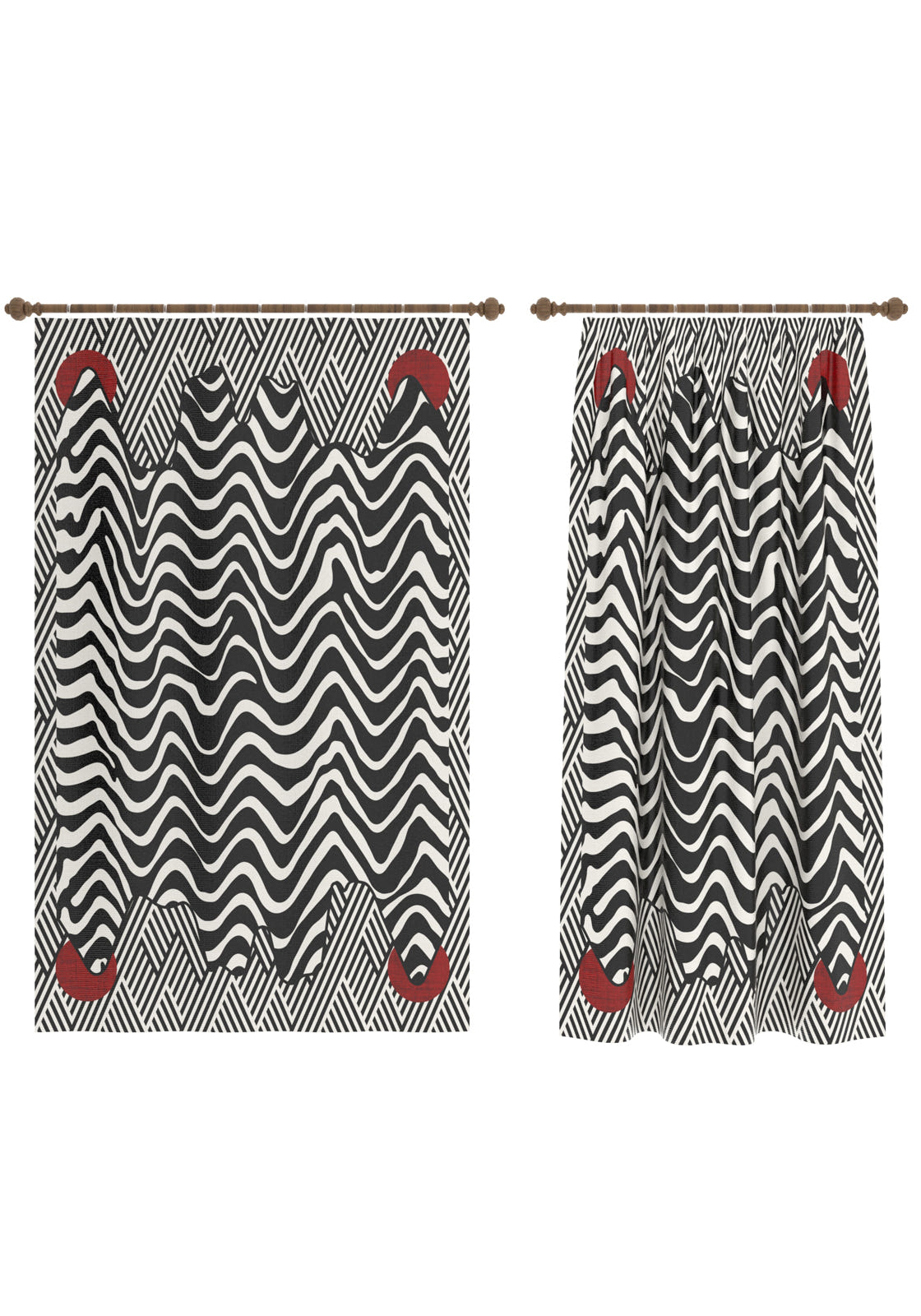 Vespera Black and White Striped Curtain