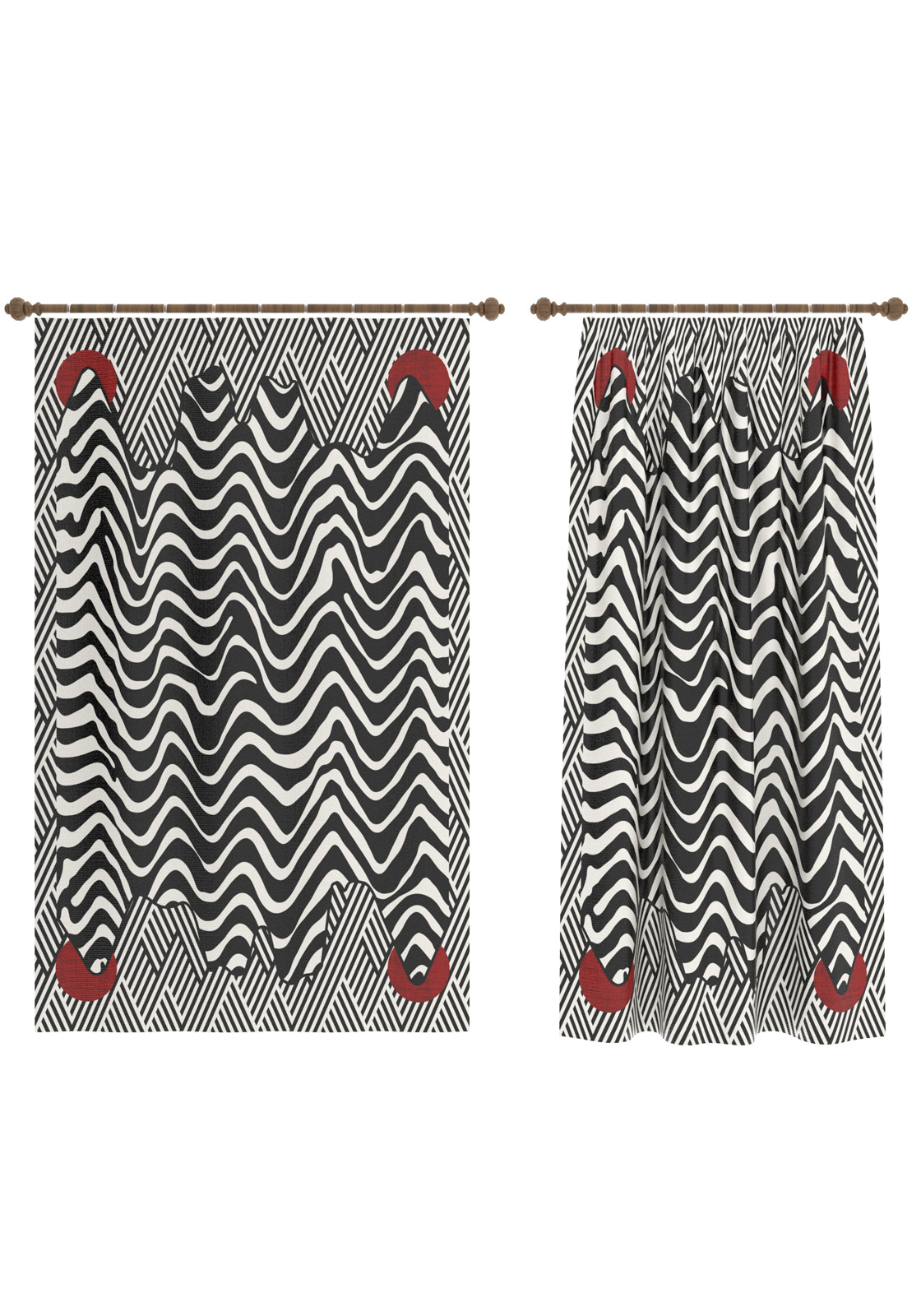 Vespera Black and White Striped Curtain