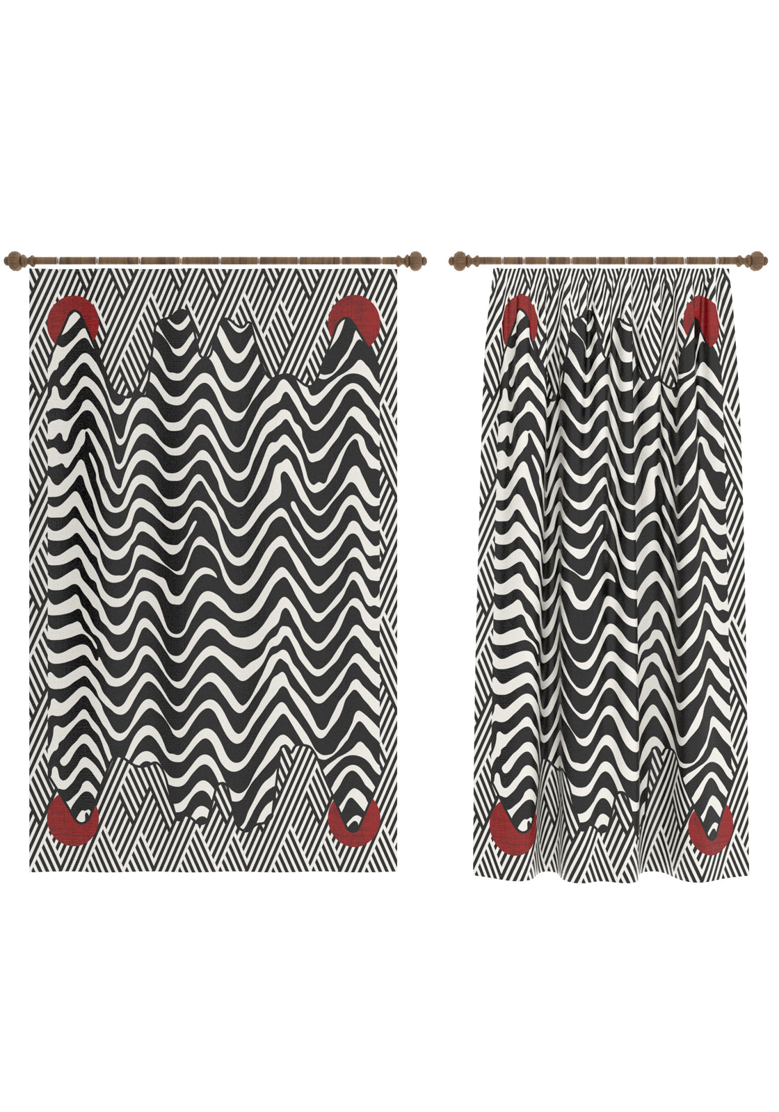 Vespera Black and White Striped Curtain