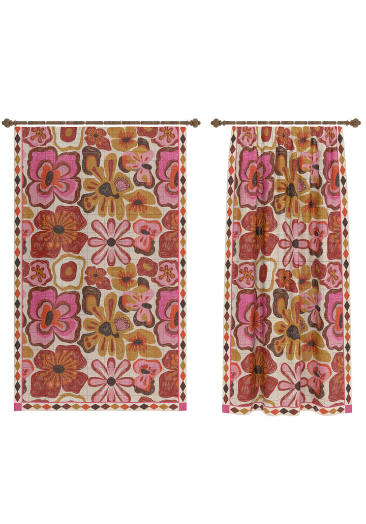 Cherry Vintage Floral Curtain