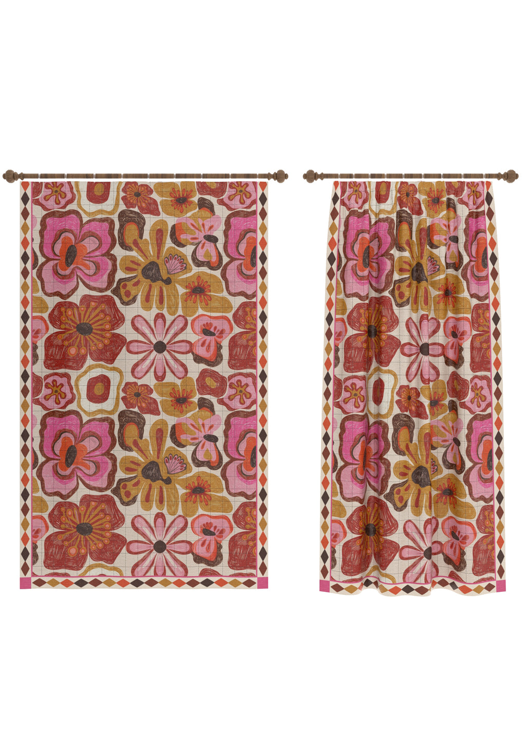 Cherry Vintage Floral Curtain