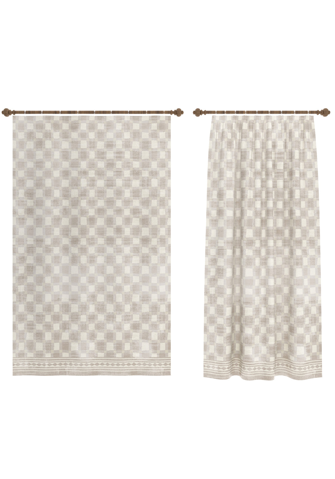 Rylon Cream Check Curtain