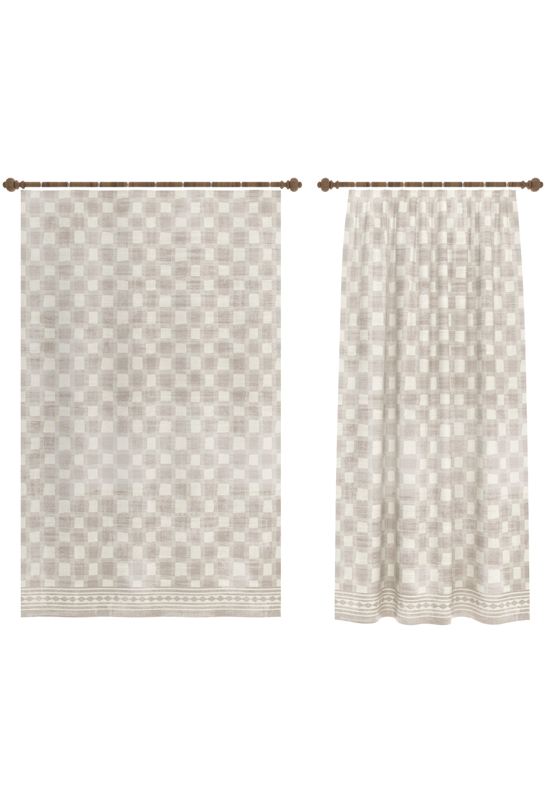 Rylon Cream Check Curtain