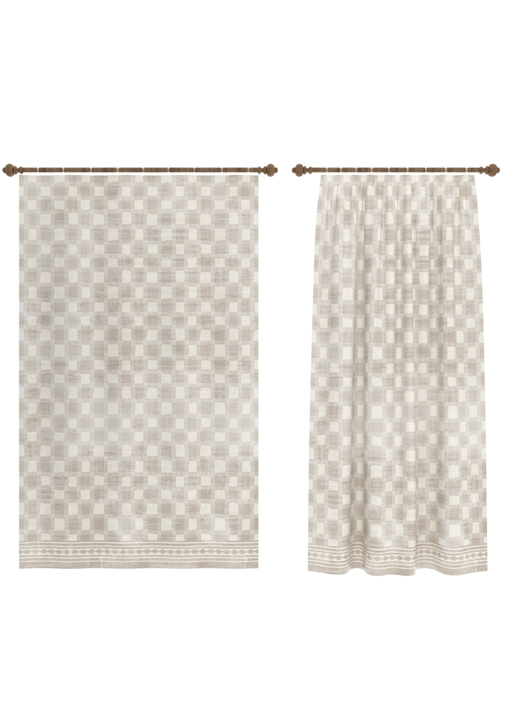 Rylon Cream Check Curtain