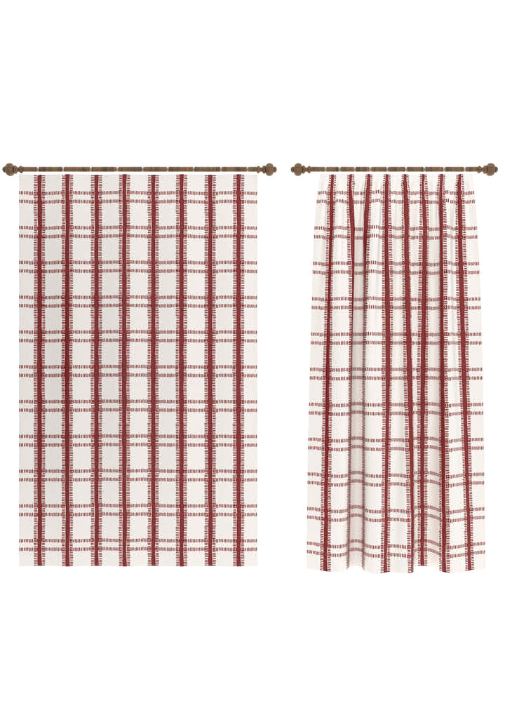 Jessamine Red Check Curtain