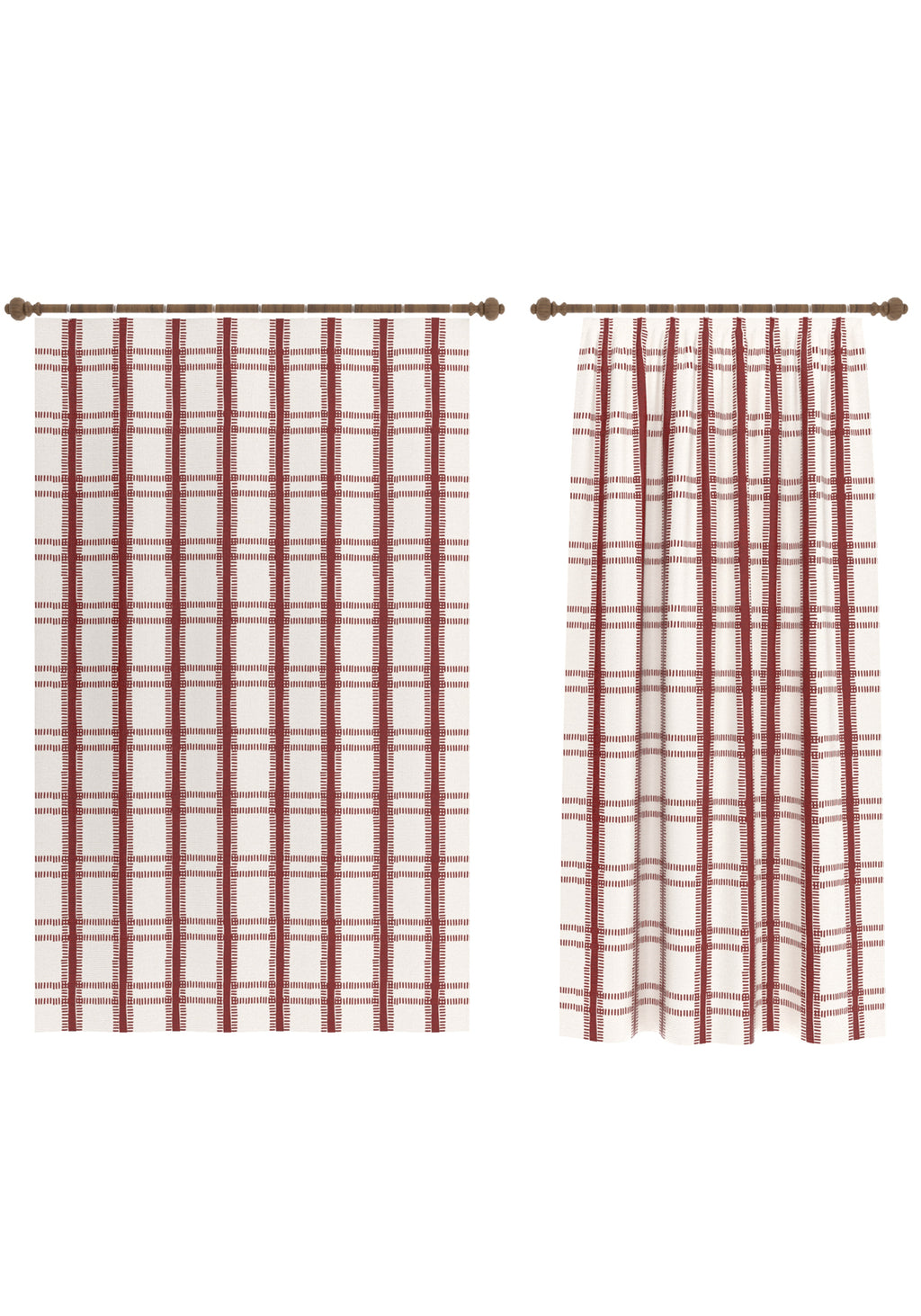 Jessamine Red Check Curtain