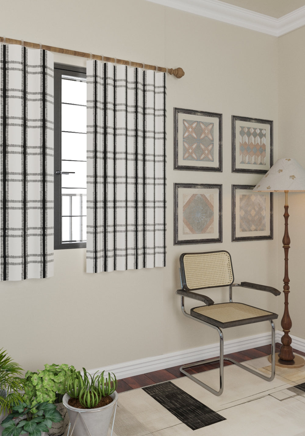 Jessamine Black and White Plaid Curtain