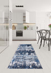 Delyra Blue Abstract Washable Rug