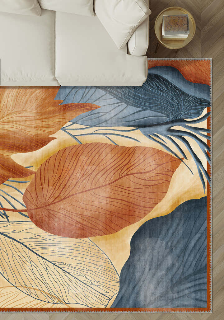 Althea Orange Floral Rug