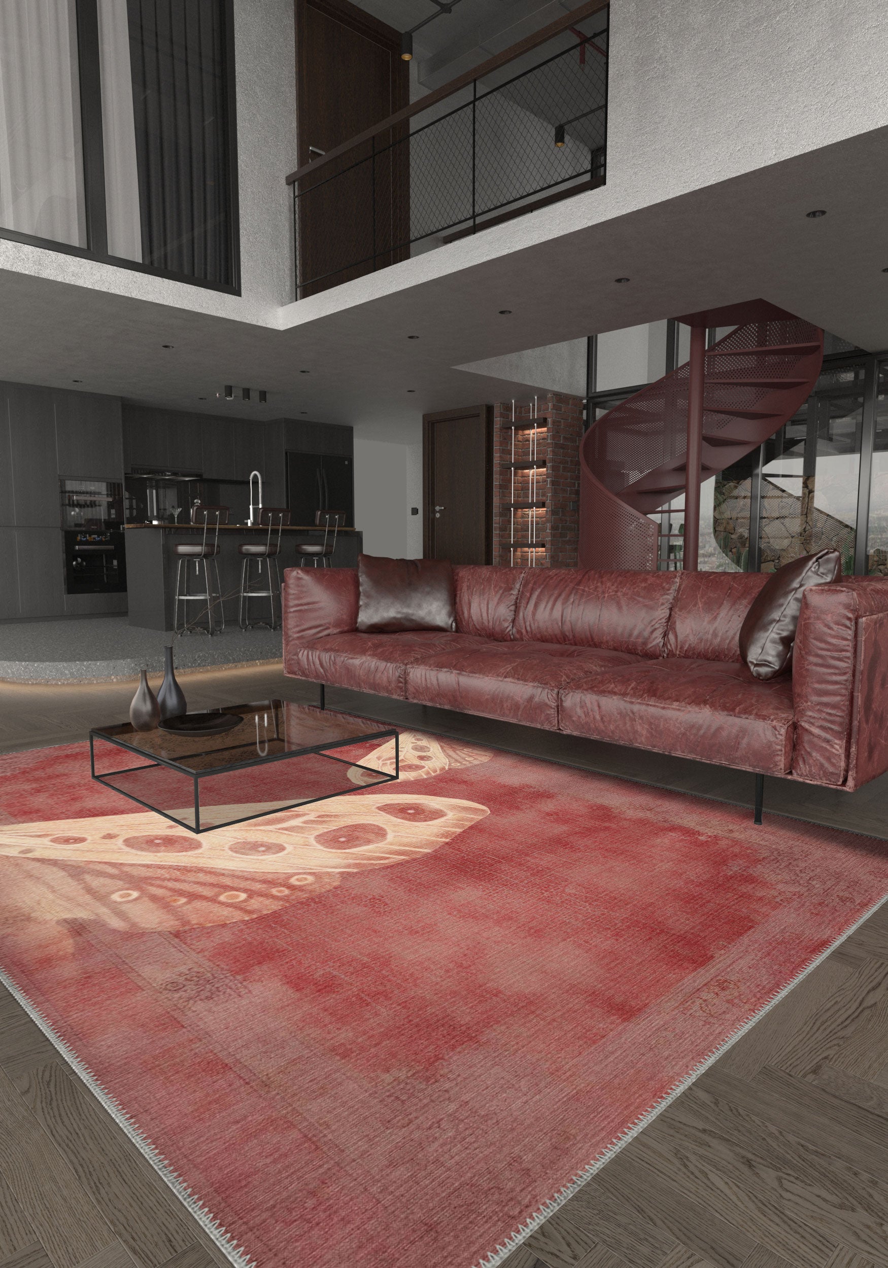Fionella Butterfly Red Rug