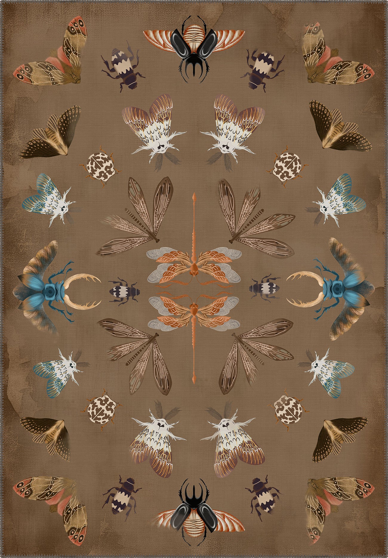 Chou Bugs Brown Washable Rug | Rugette