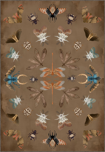 Chou Bugs Brown Washable Rug