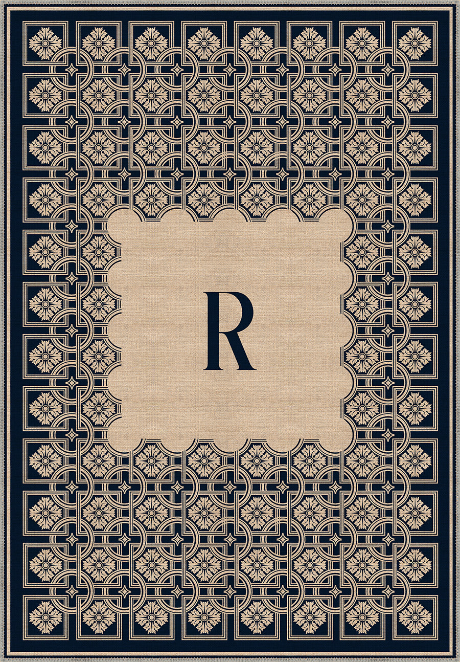 Marisa Navy Monogram Personalised Rug