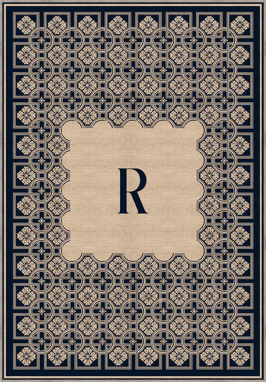 Marisa Navy Monogram Personalised Rug