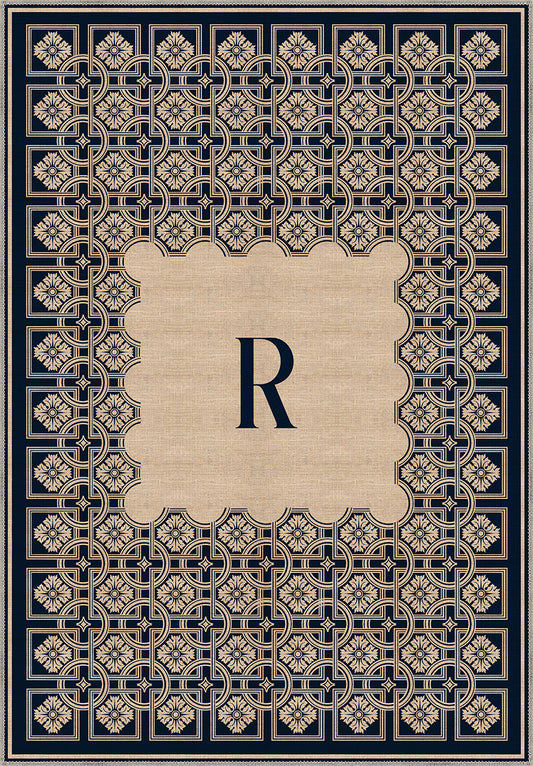 Marisa Navy Monogram Personalised Rug