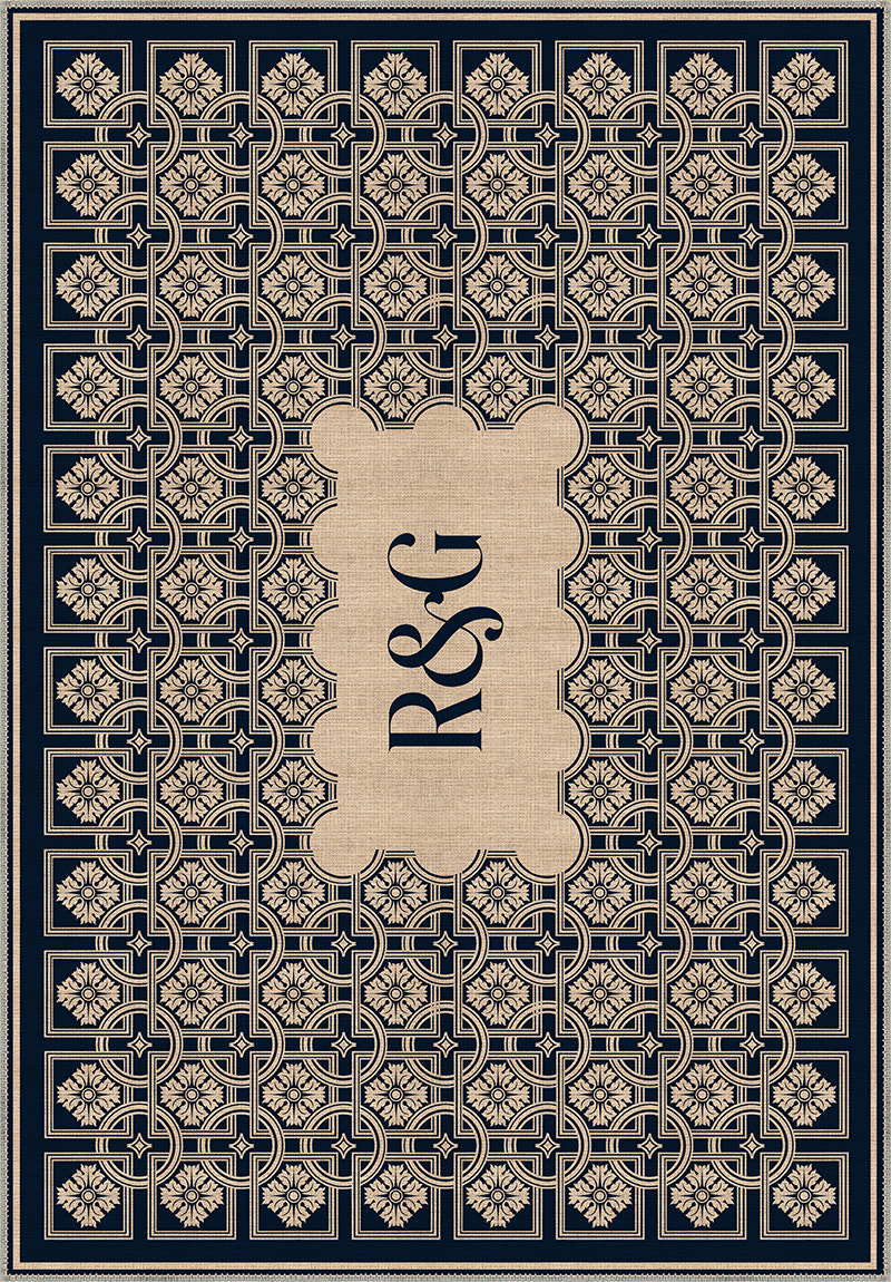 Marisa Navy Monogram Personalised Rug