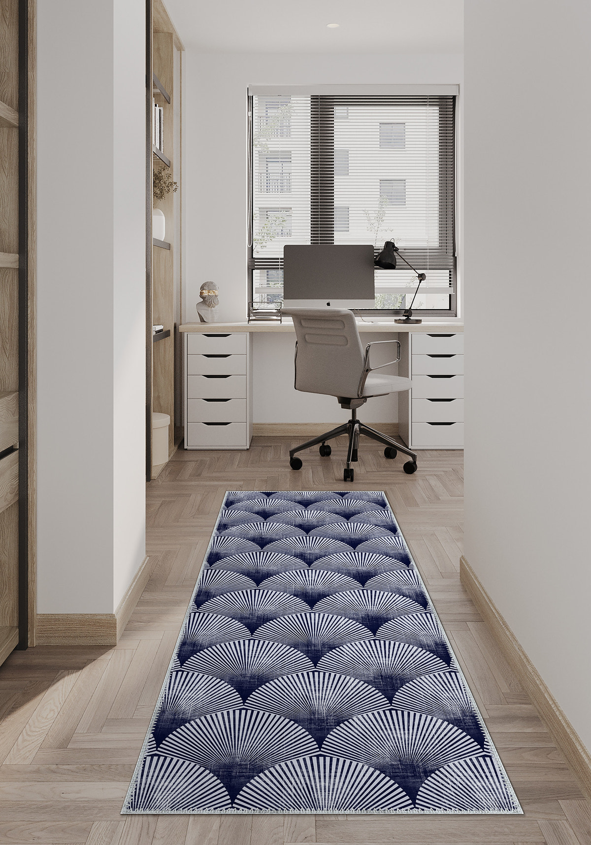 Addison Blue Modern Washable Rug
