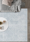 Kylie Striped Washable Rug - Light Blue