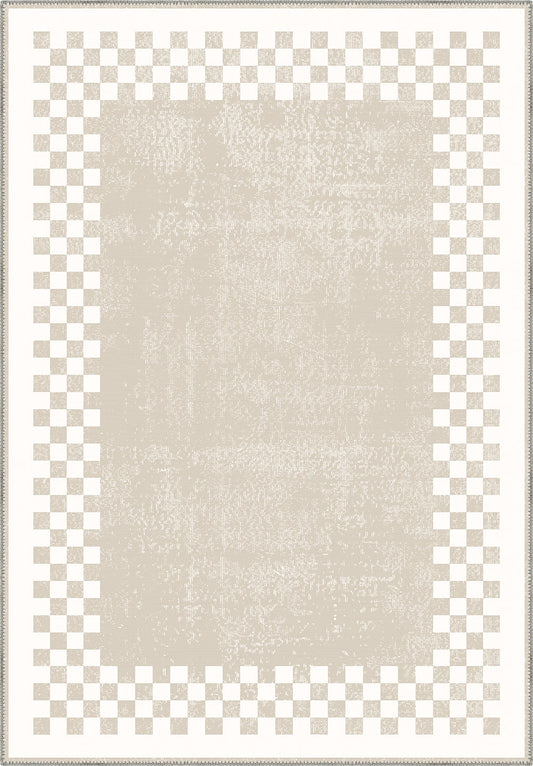 Gawain Beige Checkered Rug