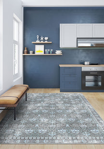 Zachary Blue Grey Distressed Rug