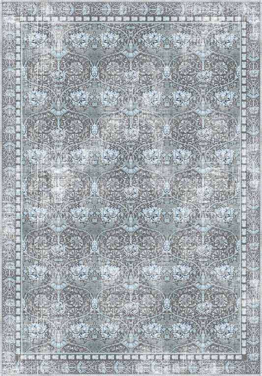 Zachary Blue Grey Distressed Rug