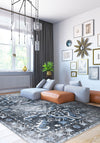 Grace Blue Erased Washable Rug