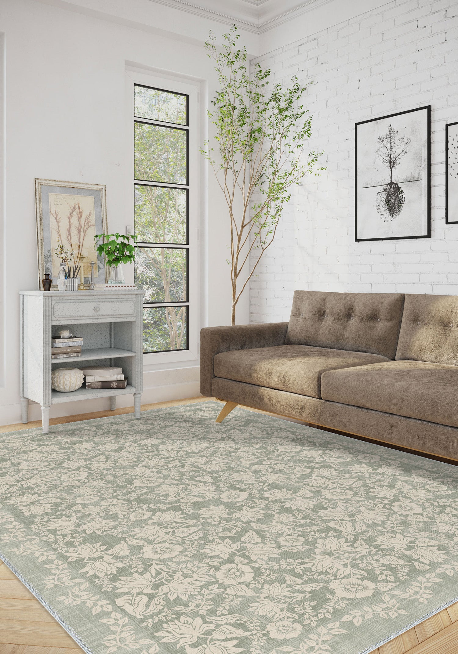 Minora Floral Sage Green Rug
