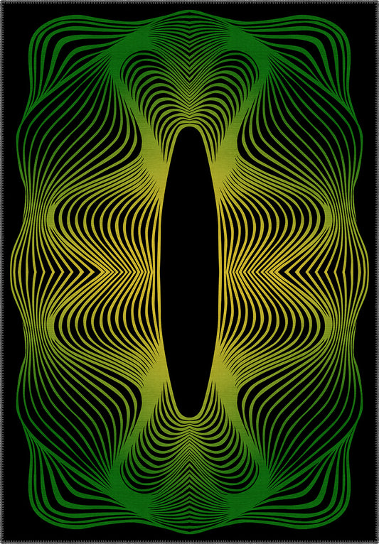 Optio Black Green Futuristic Rug