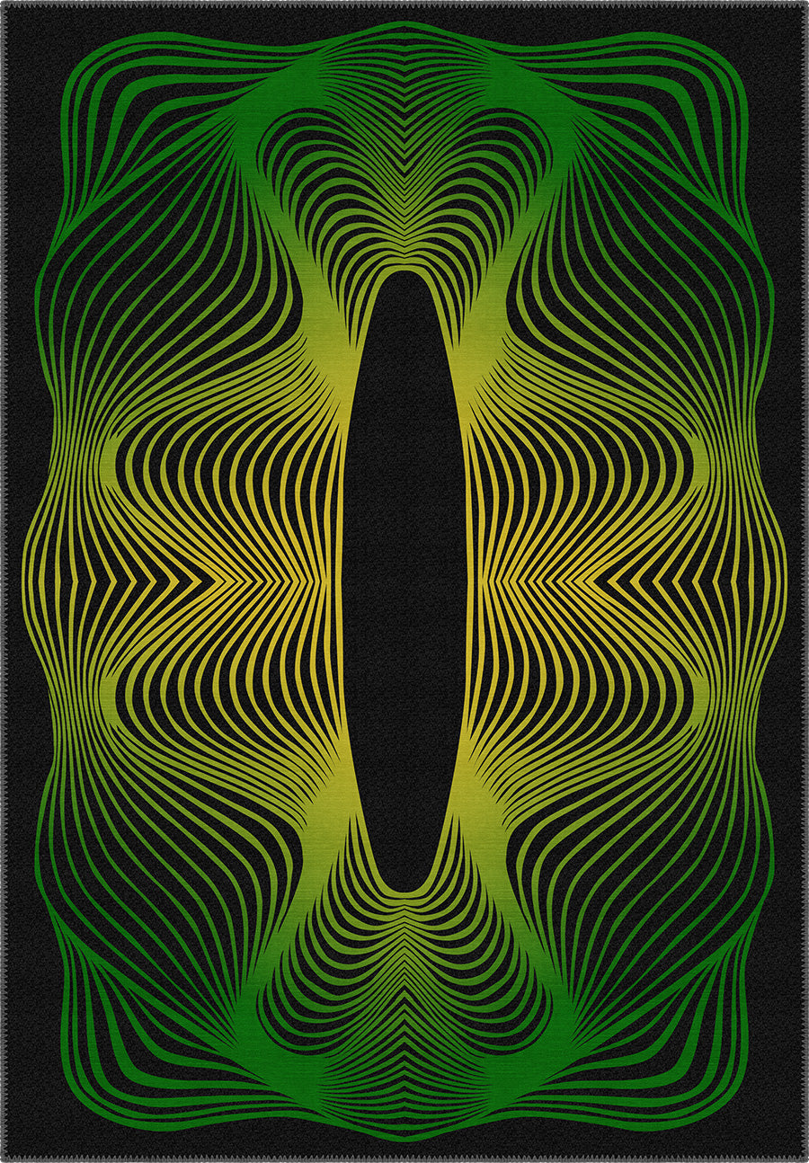 Optio Black Green Futuristic Rug