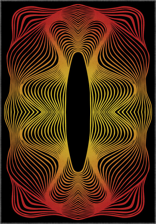 Optio Black Orange Psychedelic Art Rug