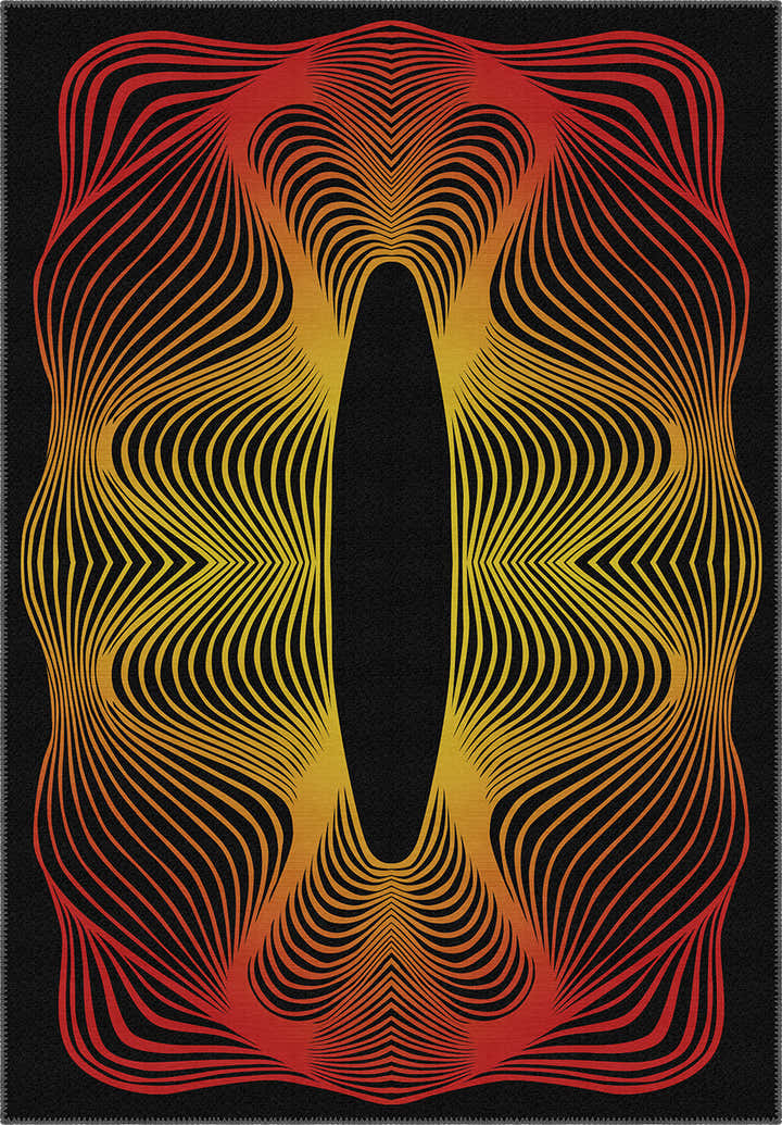 Optio Black Orange Psychedelic Art Rug
